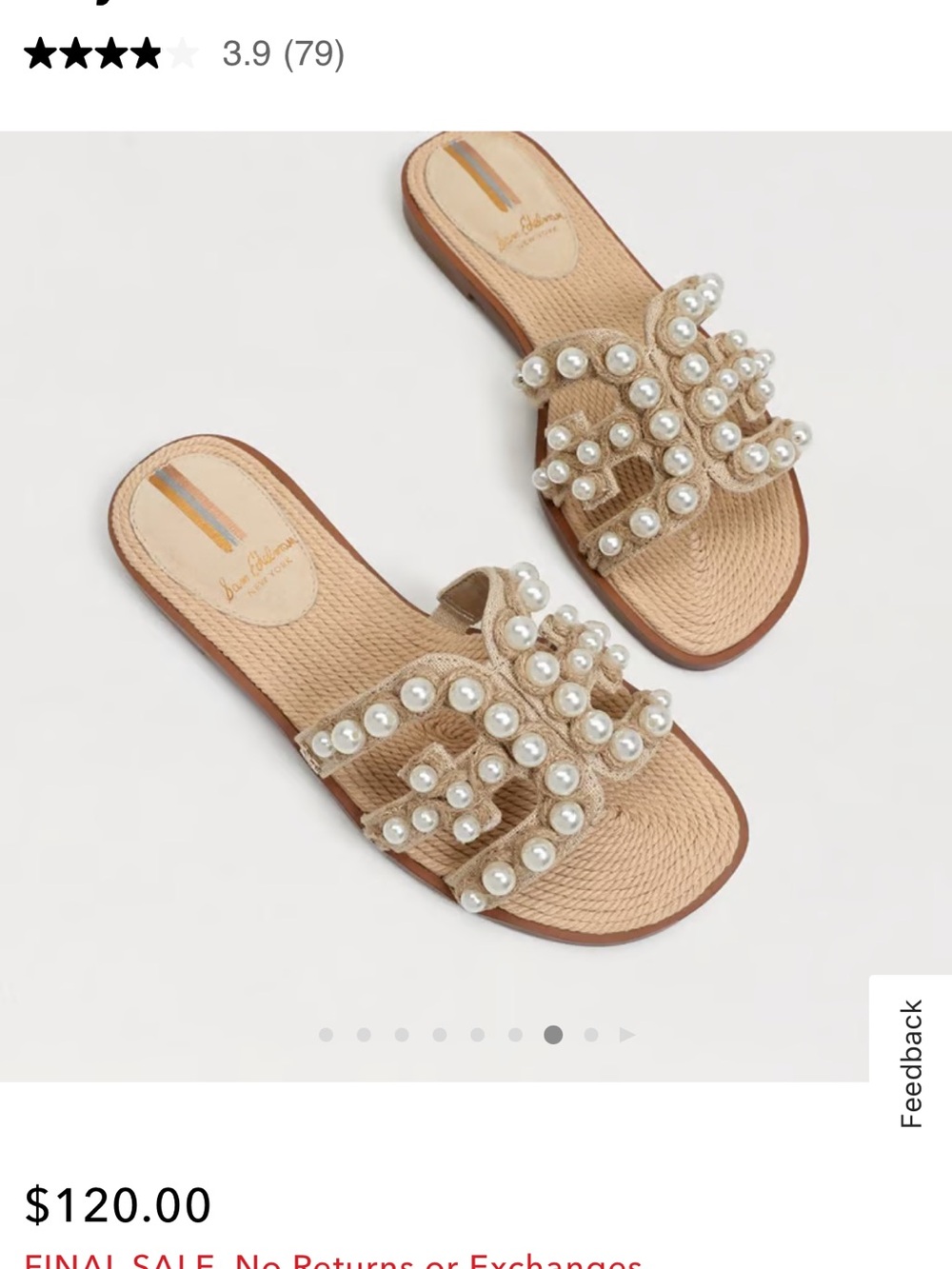 Sam Edelman Beige Pearled Slide Sandals